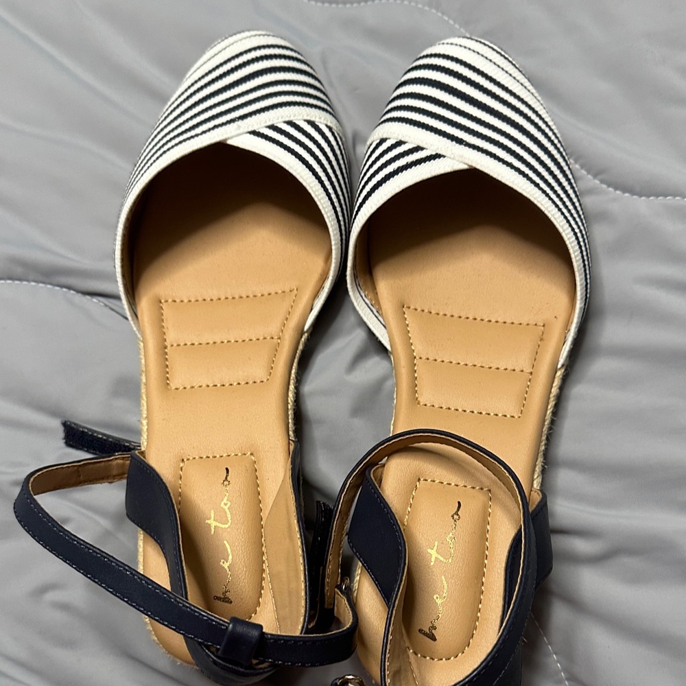 Women’s Navy and White Striped Women's Shoes